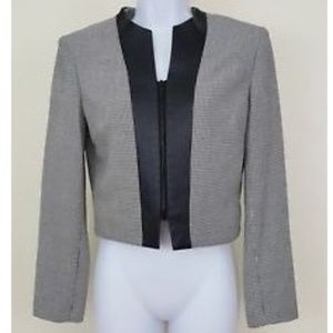 LAST CHANCE! Vakko VS2 leather trim crop blazer 4P